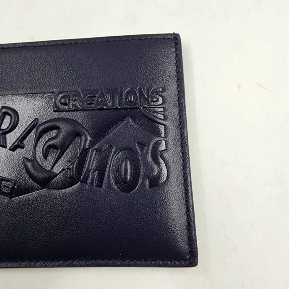 Ferragamo Leather Venna Logo Card Case Men's Midnight Open Top